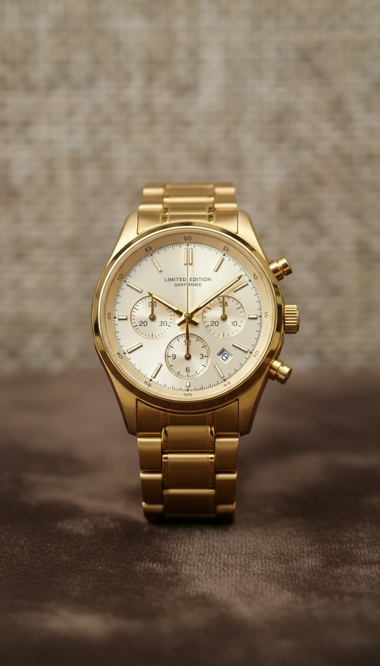 Gold chronograph watch limited edition